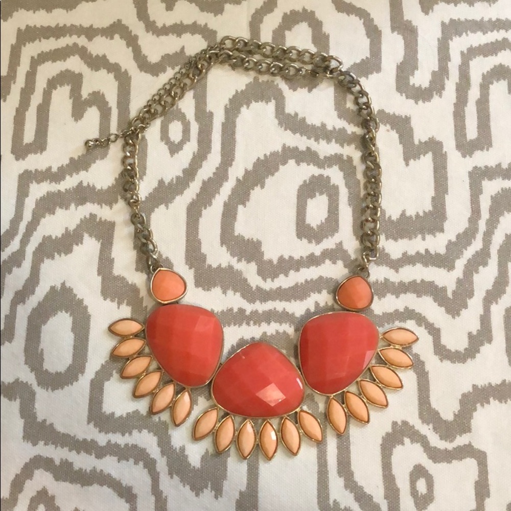 Coral and light pink statement necklace